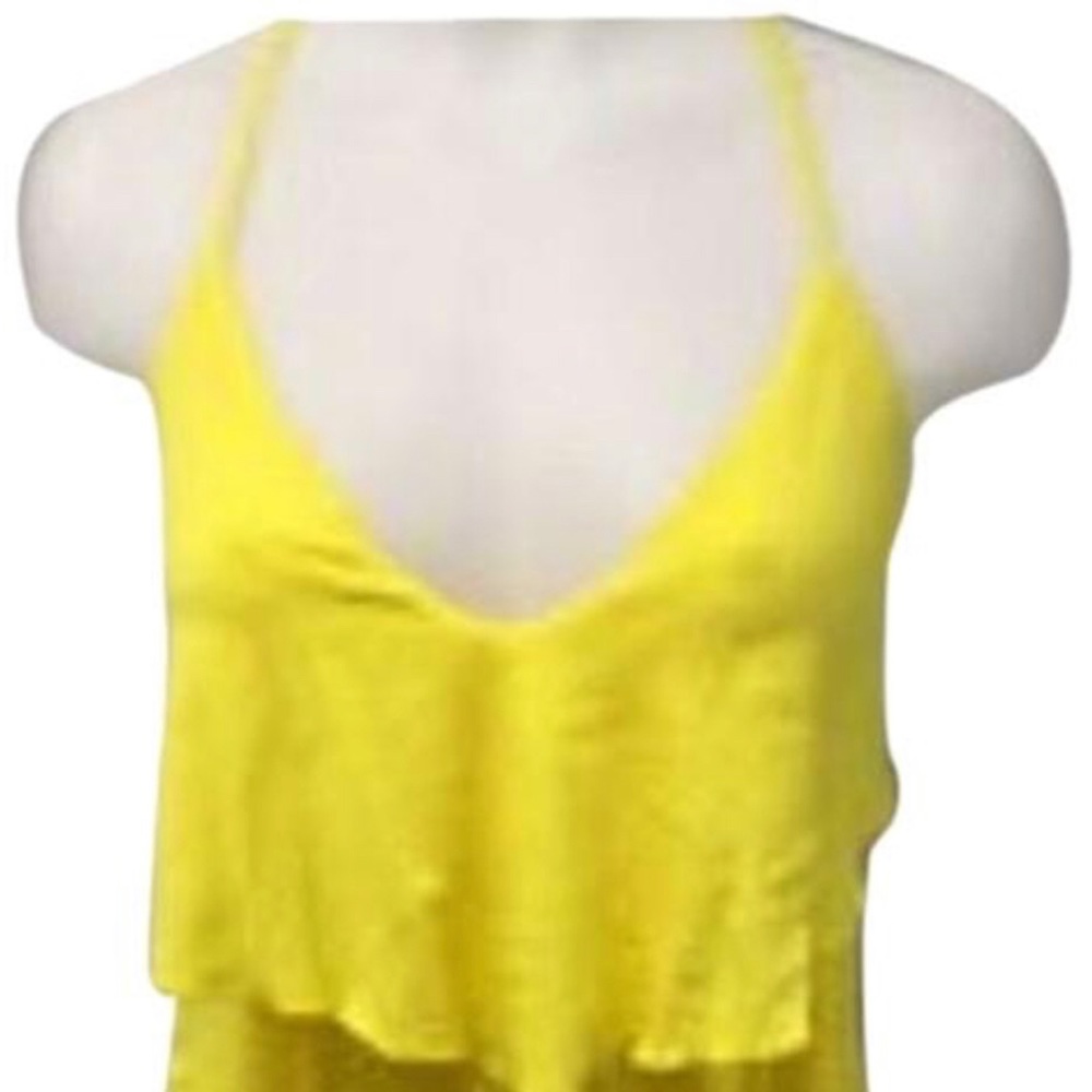 Moon Katz t strap back ruffle yellow dress sz s